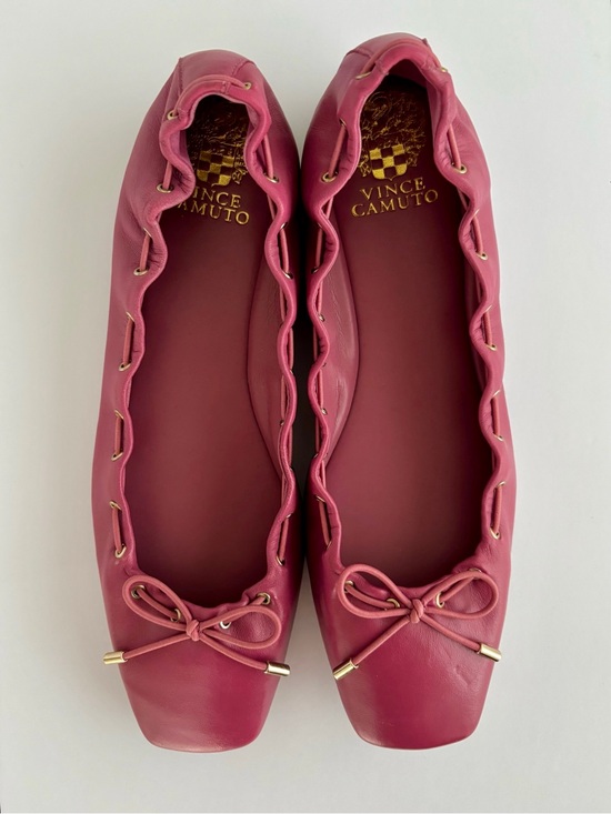 Vince Camuto Shoes - Vince Camuto Pink Leather Ballet Flats Size 9 Square Toe Lace Detail